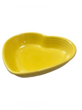 Rare Fiestaware Yellow Heart-Shaped Ceramic Serving Bowl Vintage